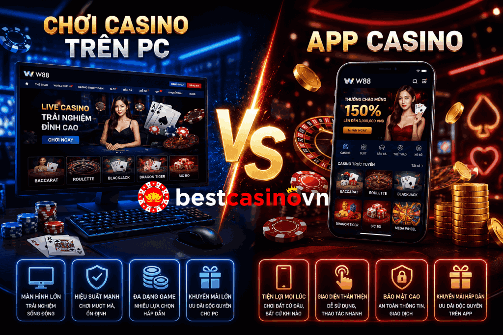 so sánh PC và app casino