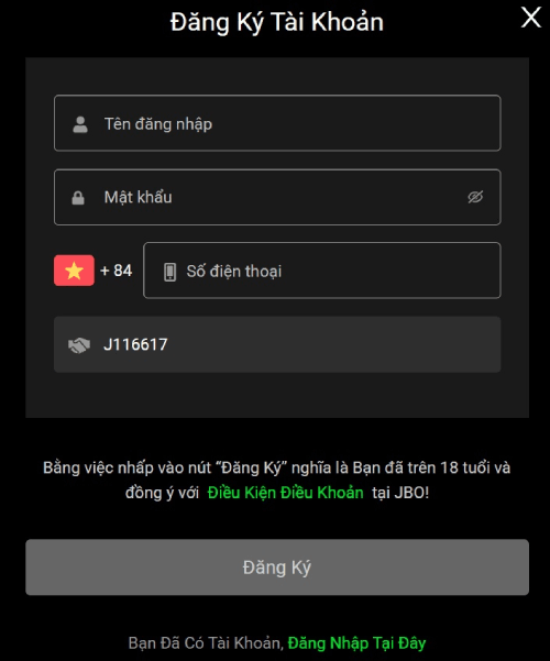 đăng ký JBO